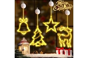 TDTOD LED Weihnachtsbeleuchtung Fenster,4 Stück Lichter Fenster Weihnachten mit Saugnäpfe Led Weihnachtsstern Beleuchtung für Fenster weihnachtsdeko Innen Außen Warmweiß 40 LEDs Lichterkette Fensterdeko