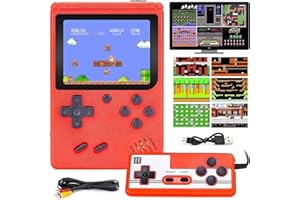 PZNETUE Console De Jeux Portable, Console De Jeu Retro FC avec 400 Jeux Classiques, 2 Joueurs Meuble TV Consoles de Jeu Portables, Jeux Cadeau pour Enfants Garçons et Adulte (Rouge)