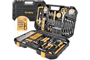 Sundpey Skrzynka narzędziowa wypełniona, 300-częściowa skrzynka narzędziowa, zestaw śrubokrętów z grzechotką, zestaw narzędzi precyzyjnych, uniwersalny i domowy zestaw narzędzi, kolor żółty