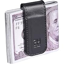 VULKIT Slanke magnetische geldclip van leer voor creditcards en visitekaartjes, sterke magneet voor 15 gevouwen bankbiljetten, marineblauw, één maat, minimalistisch