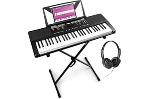 Max Rhapsody54 Clavier Électronique 54 Touches avec Stand et Casque Audio, Synthétiseur Débutant, Avec Porte-partitions, Deux Haut-parleurs Intégrés, Idéal pour Démarrer votre Apprentissage