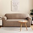 House of Quirk Universal Triple Seater Polar Fleece 220 GSM Fabric Sofa Cover Flexible Stretch Sofa Slipcover (Khaki, Triple Seater)