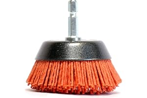 S&R Pot Wire Brush/Drill Bit 65mm - Hexagonal Shaft 1/4' (6.35mm) with Coarse Nylon Wire - Professional Cleaning and Polishing for Wood, Metal, and More