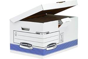 Bankers Box System - Maxi contenedor de archivos automático con tapa fija, azul