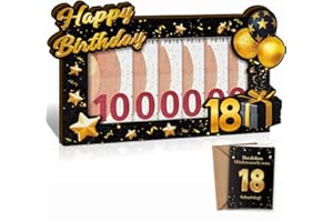 HAPPIRRA Geldgeschenk 18. Geburtstag Junge Mädchen, Erste Million 18ter Geschenk Holz mit Geburtstagskarte 18, Deko Geschenke zum 18 Geldgeschenke Geburtstag Gästebuch - Happy Birthday 18