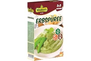 ‎WERNER´S Werner´s Erbspüree 2x3 Portionen, 8 Packungen im Karton, Glutenfrei, laktosefrei, ohne Farbstoffe. Portion (ca. 200 g) entspricht 136,2 kcal Mikrowellengeeignet. Packungsinhalt: 2 x 3 Portionen,