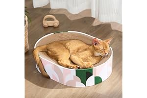 Conlun Tektura dla kotów, 2 w 1, owalna podkładka do drapania dla kota, miska do szlifowania kociąt, okrągła deska do drapania, tektura falista, legowiska dla zwierząt domowych, ochraniacz na meble,