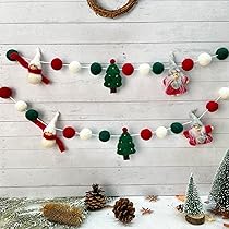 BDSJBJ - Ghirlanda natalizia in feltro, con palline di feltro e ghirlande colorate con pompon, lunga 6,5 m, 24 palline in feltro per decorazione da parete per albero di Natale