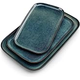 Vancasso Serving Platters Set of 3, Rectangular Stoneware Plate, 15/13/11 Inch Rectangular Plates for Dinner, Party, Salad, D