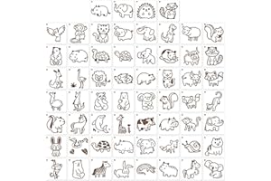 MWOOT 60 Pochoirs de Peinture pour Animaux Charmants,Petits Painting Stencils Animals Drawing Templates,Réutilisable Pochoirs pour Décors Muraux en Toile de Scrapbooking DIY (7.6x7.6cm)