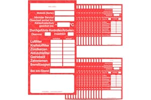 GamesMonkey® - Kundendienst und Inspektionsaufkleber - Werkstatt Serviceaufkleber - Ölwechselanhänger und Inspektionszettel zum Beschriften – Ölwechsel - Ölzettel Anhänger Werkstatt (30, Rot)