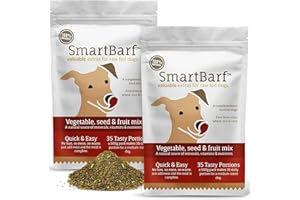 SmartBarf - Dog Food Toppers (500g) with Essential Nutrients - Vegetable, Seed & Fruit Mix - Prebiotics for Dogs, Dog Gut Health Supplement, Raw Food Mix, Rich in Minerals & Vitamins (2 Pouches)