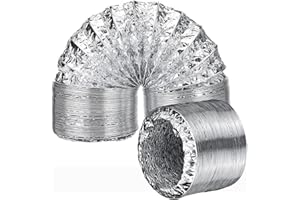 AZITICY Aluminium Lüftungsschlauch Aluflexrohr 100mm Alu-Flexschlauch Luftschlauch Alurohr Abluft für Klimaanlagen, Wäschetrockner, Abzugshaube Trocknerzubehör (ø100mm*2m)