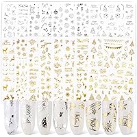 FLOFIA 16 Blatt Gold Silber Nagelsticker Weihnachten Selbstklebend Nagelaufkleber Weihnachten Nail Art Tipp Sticker Decals DI
