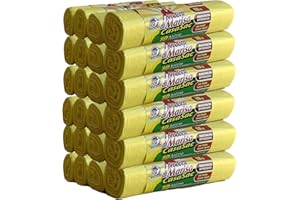 I PRODOTTI DI MARISA CSC - Sacchetti Spazzatura 110L con Laccetti, 240 Pz, Sacchi Spazzatura Grandi per Raccolta Differenziata Esterno e Interno, Sacchi Spazzatura 70x110 cm Antiforo - Buste Spazzatura 24 Rotoli, Giallo