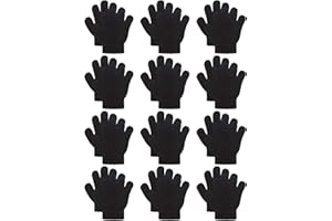 Cooraby 12 Pairs Kids Warm Magic Gloves Teens Winter Stretchy Knit Gloves Boys Girls Knit Gloves