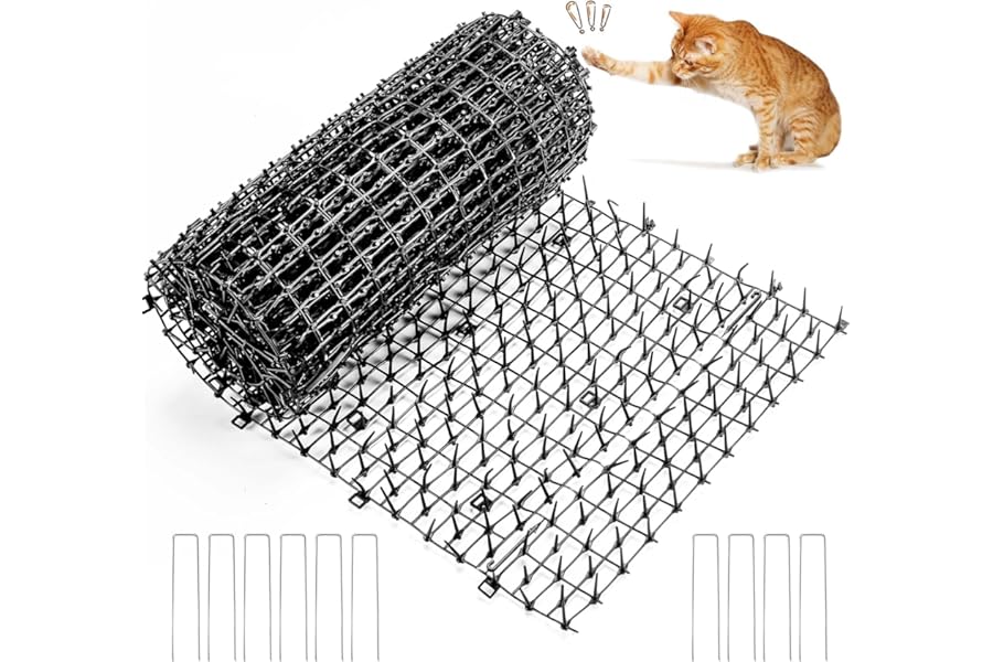 Kyrieval Cut-to-Size Cat Deterrent Mat Roll, Humane Cat Spike Mat for Garden, Yard & Large Areas, Outdoor & Indoor Plastic Cat Repellent Mat (30 x 200cm, 1 Pack)