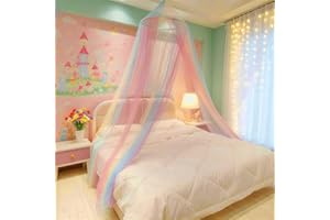 Eimilaly Baldaquin de lit Arc-en-Ciel pour Filles, moustiquaire Facile à Installer, baldaquin de Princesse pour décorer la Chambre des Enfants