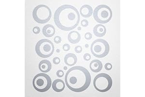 ‎WANDFEE WANDfee Wandtattoo Kreise Punkte 50 FARBWUNSCH I silber I Wandaufkleber Aufkleber Kinderzimmer Fliesenaufkleber Badezimmer Küche