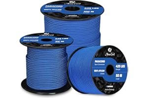 Abma Cord Paracord 3mm 100% Nylon Rope (30m-50m-100m) Type II 3 Strands Parachute Cord - Max. 192kg (425lbs) - Dark Blue, 50m