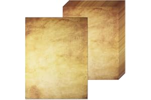 AUNHOKE 50 Feuilles Papier Parchemin Vintage Format DIN A4 Imprimable 100 g/m² Papier a Lettre Pour Projets Créatifs et Correspondance Invitations,Bricolage Papiers Calligraphie Imprimé Recto Verso