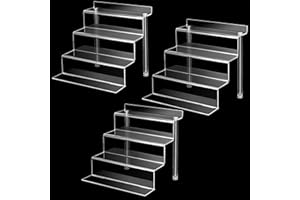 Janaden acryl display riser regal Acryltreppen Displayständer 4 stufiger acryl ständer für karten, kristall, mineralien, dessert ständer schmink organizer dekoständer stufen vitrine display regal