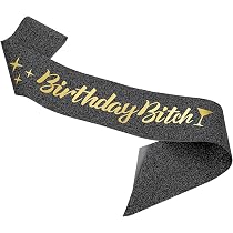 Geburtstagsschärpe Frauen | Schwarz Glitzer | Satinband | Personalisierbar Für Party