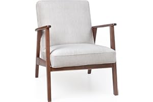 ECO SILLA Y DESCANSO Butaca Teka Antimanchas de Estilo nórdico - Butacas de Salon Madera Haya Maciza - Totalmente MONTADA - Fabricado en España (Beige Nogal)