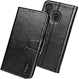 Migeec Handyhülle Kompatibel mit Samsung Galaxy A20E Leder Hülle Tasche Flip Cover Schutzhülle - Schwarz