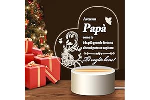 HooJtny Regalo Festa del Papà, Regalo Prima Festa Papà, Papa Compleanno, Luce notturna a LED con Frasi, Regalo Padre, Ringraziamento, Regalo per Padre