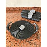 Makkam Home Silikon Tencere Kapağı, Tava Kapağı, Isı Koruyucu, Vakumlu kapak, Muhafaza kapağı (Siyah, 28Cm)