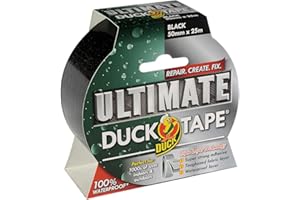 Duck Tape Ultimate Cloth Tape Black 50mm x 25m, The Ultimate High Strength Waterproof Gaffer and Duct Adhesive Cloth Repair Tape