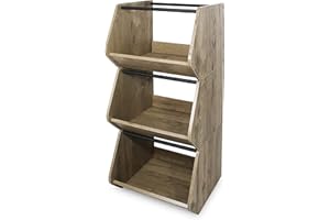 Iris Ohyama, Scaffale, Contenitore in legno, Credenza, 1 anta pieghevole, Impilabile, Solido, Cucina, Camera da letto, Soggiorno - Scaffale per mobili di base - IWB-400 - Marrone cenere