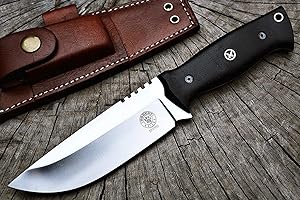 BIGCAT ROAR Cuchillo de caza hecho a mano - Cuchillo de caza de hoja fija con funda y mango micarta - Cuchillo de 22.8 cm para exteriores - Black Panther