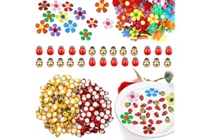 Dbuwqips 250 Stück Marienkäfer Honigbiene Filz-Blumen Selbstklebende Mini-Dekorationen aus Holz für DIY-Basteleien. Glückskäfer Mehrfarbig Selbstklebende Blumen Deko Aufkleber