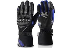 BORLENI Guanti Moto Invernali Uomo, Guanti da Moto Invernali con 3M, Impermeabili Antivento Termici con Touchscreen e Protezioni in Fibra di Carbonio per Nocche (M-XXL)