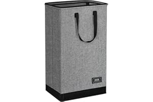 SOLEDI Laundry Basket 70L Freestanding Tall Clothes Hamper with Extended Handle, Collapsible Washing Laundry Basket Bag, Foldable Washing Bin for Laundry Room (Grey)