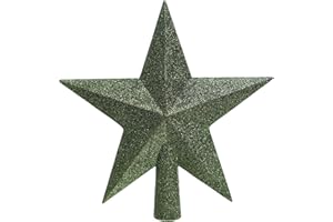 KAEMINGK KAE Christbaumspitze Stern Kunststoff Glitzer 19cm Weihnachtsspitze Tannenbaumspitze piniengrün