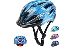 KOPOBOB Casco Bici Bambini 50-57CM Casco Bici Bambino con Luci Casco Bici Bambina con Visiera per Scooter BMX Scooter Roller Ride Regolabile per 5-13 Anni