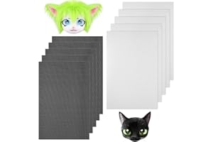 HPMJZ 10 Sheets Fursuit Eye Mesh Fabric 0.5mm Waterproof PVC Mesh Mask Plastic Mesh White Black Printable Eyes Meshes for Furry Cosplay Handicrafts Making Props Sculpting Fursuits Home Decor
