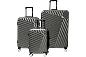 xRace 3-Piece Suitcase Set ABS Hard Case - 20/24/28 Inch Hand Luggage Trolley, 4 Quiet 360° Double Wheels, TSA Lock, Shockproof, Space-saving, Stackable, Premium Inner Lining, darkgray, Hard shell