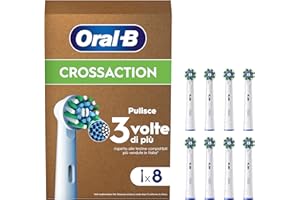 Oral-B Cross Action Testine Spazzolino Elettrico, Confezione da 8 Testine di Ricambio, Setole Angolate che si Adattano a ogni Dente per una Pulizia Profonda