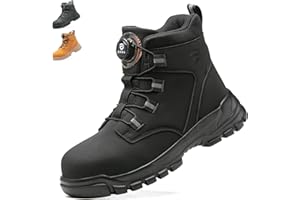 KOIFISH Sicherheitsstiefel Herren Damen Leicht Arbeitsschuhe Hoch Sicherheitsschuhe Rutschfest Drehverschluss Stahlkappenschuhe