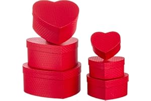 BRANDSSELLER Scatola regalo a forma di cuore in cartone robusto, set da 6 pezzi in dimensioni decrescenti, Cartone, Colore: rosso, 6 pezzi