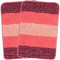 Saral Home Pink Soft Microfiber Anti-Skid Bath Mat (Pack of 2, 35x50 cm)