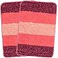 Saral Home Striped Bath Mat (Pink, Microfiber, 35 x 50 Cm), Set of 2