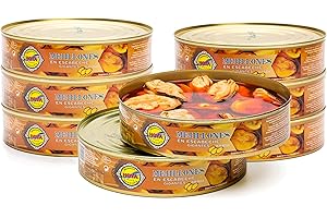 HOYA SANTOÑA Hoya Mejillones en Escabeche Gigantes - Pack de 8 latas de 490g/15-20 piezas. Conserva Gourmet con mejillones extra grandes.