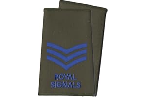 CL Distribution PAIR Blue on Olive Green Royal Signals Rank Slides/Epaulettes - Sergeant