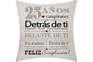 AOCASO 25 cumpleaños Regalo para Mujeres Hombres Fundas de cojín para 25 años Feliz 25 cumpleaños Inspirador Funda de cojín de cumpleaños para Novia Novio Hermana Hermano Primo Amigos(25)