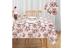 Hapterouse Świąteczne obrusy wodoodporne obrus bardzo duży prostokątny obrus Boże Narodzenie biały świąteczny wzór obrus obrus na imprezę domową, 137 x 250 cm